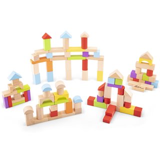Building blocks in a drum - multi color - 100 pieces